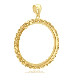 14 Karat Yellow Gold Rope Bezel Coin Pendant