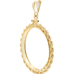 14 Karat Yellow Gold Rope Style Coin Bezel