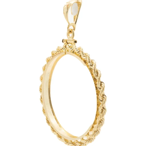14 Karat Yellow Gold Rope Style Coin Bezel