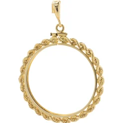 14 Karat Yellow Gold Rope Style Coin Bezel