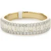 14 Karat Yellow Gold Round and Baguette Cut Diamond Band