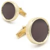 14 Karat Yellow Gold Round Carnelian Cufflinks