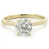 14 Karat Yellow Gold Round Brilliant Cut Diamond Engagement Ring