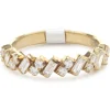 14 Karat Yellow Gold Round and Baguette Diamond Tilt Band