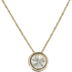14 Karat Yellow Gold Round Brilliant Cut Diamond Solitaire Necklace