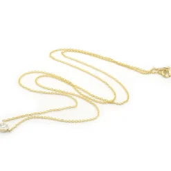 14 Karat Yellow Gold Round Brilliant Diamond Solitaire Necklace