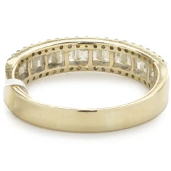 14 Karat Yellow Gold Round and Baguette Cut Diamond Band