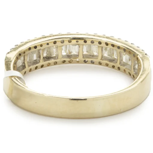 14 Karat Yellow Gold Round and Baguette Cut Diamond Band