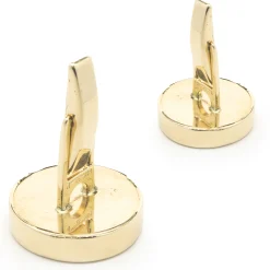 14 Karat Yellow Gold Round Carnelian Cufflinks