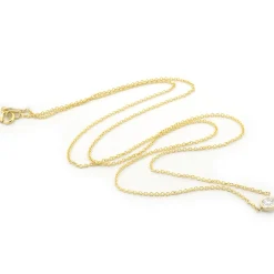 14 Karat Yellow Gold Round Brilliant Diamond Solitaire Necklace