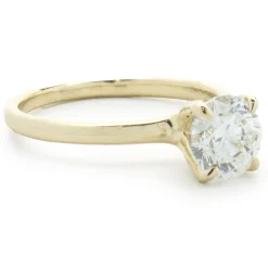 14 Karat Yellow Gold Round Brilliant Cut Diamond Engagement Ring