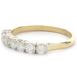 14 Karat Yellow Gold Round Brilliant Cut Diamond Band