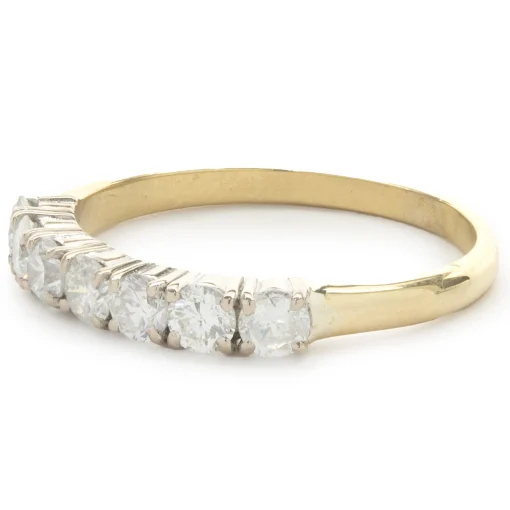 14 Karat Yellow Gold Round Brilliant Cut Diamond Band