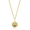 14 Karat Yellow Gold Sapphire & Diamond Flower Necklace