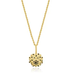 14 Karat Yellow Gold Sapphire & Diamond Flower Necklace