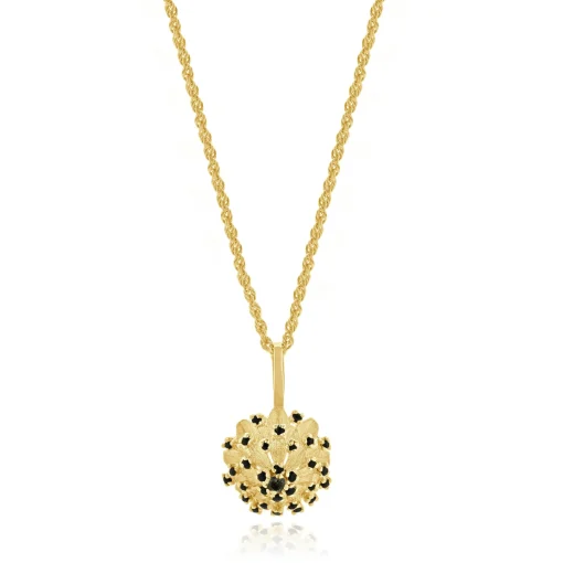 14 Karat Yellow Gold Sapphire & Diamond Flower Necklace