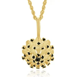 14 Karat Yellow Gold Sapphire & Diamond Flower Necklace