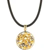 14 Karat Yellow Gold Smoky Topaz and Citrine Cutout Disc Necklace