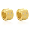 14 Karat Yellow Gold Sprinkled Diamond Huggie Hoop Earrings