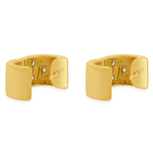 14 Karat Yellow Gold Sprinkled Diamond Huggie Hoop Earrings