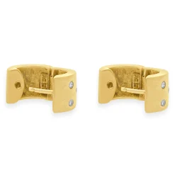 14 Karat Yellow Gold Sprinkled Diamond Huggie Hoop Earrings