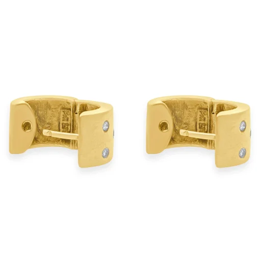 14 Karat Yellow Gold Sprinkled Diamond Huggie Hoop Earrings
