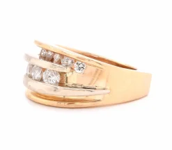 14 Karat Yellow Gold Stacked Bypass Diamond Ring