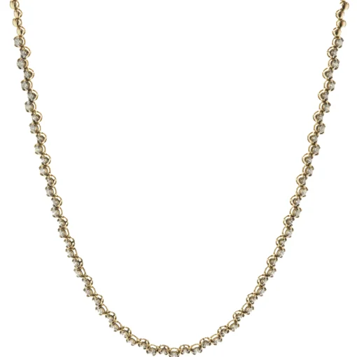14 Karat Yellow Gold Staggered Bezel Set Diamond Inline Necklace