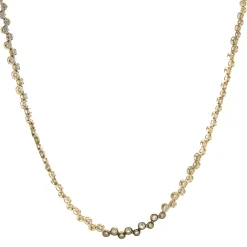 14 Karat Yellow Gold Staggered Bezel Set Diamond Inline Necklace