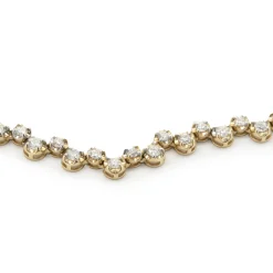 14 Karat Yellow Gold Staggered Bezel Set Diamond Inline Necklace