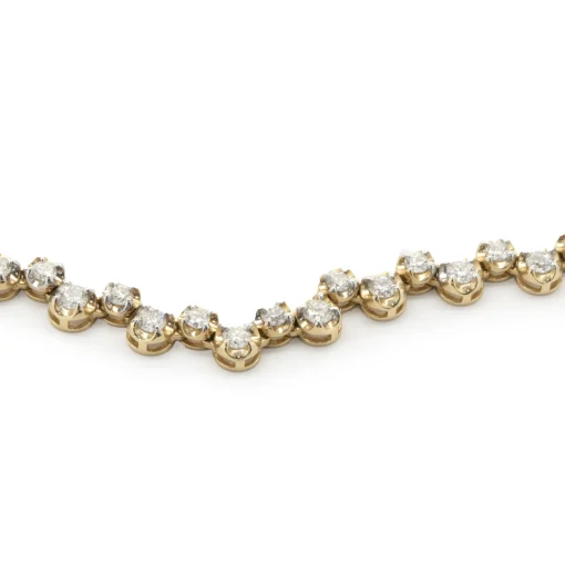 14 Karat Yellow Gold Staggered Bezel Set Diamond Inline Necklace