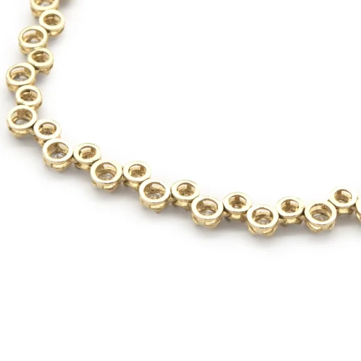 14 Karat Yellow Gold Staggered Bezel Set Diamond Inline Necklace