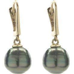 14 Karat Yellow Gold Tahitian Pearl Drop Earrings