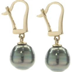 14 Karat Yellow Gold Tahitian Pearl Drop Earrings
