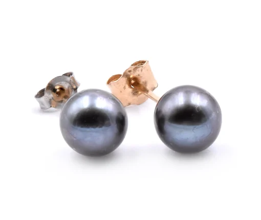 14 Karat Yellow Gold Tahitian Pearl Stud Earrings