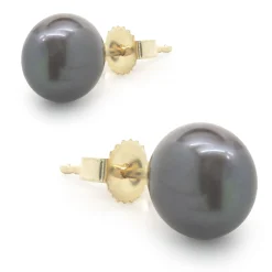 14 Karat Yellow Gold Tahitian Pearl Stud Earrings