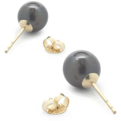 14 Karat Yellow Gold Tahitian Pearl Stud Earrings