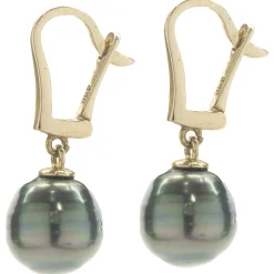 14 Karat Yellow Gold Tahitian Pearl Drop Earrings