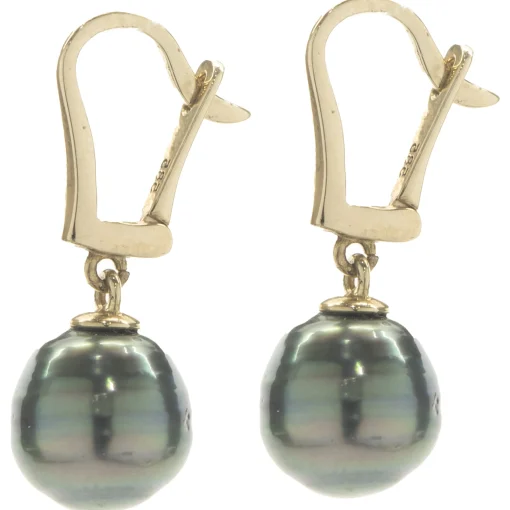14 Karat Yellow Gold Tahitian Pearl Drop Earrings