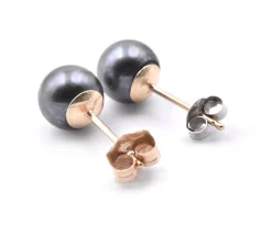 14 Karat Yellow Gold Tahitian Pearl Stud Earrings