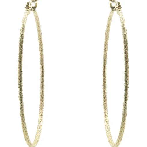 14 Karat Yellow Gold Textured Hoop Earrings