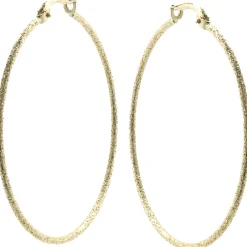 14 Karat Yellow Gold Textured Hoop Earrings