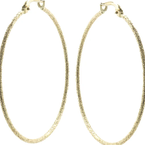 14 Karat Yellow Gold Textured Hoop Earrings