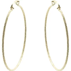 14 Karat Yellow Gold Textured Hoop Earrings
