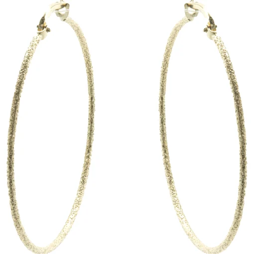 14 Karat Yellow Gold Textured Hoop Earrings