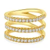 14 Karat Yellow Gold Three Row Diamond Band