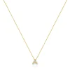 14 Karat Yellow Gold Three Diamond Triangle Necklace