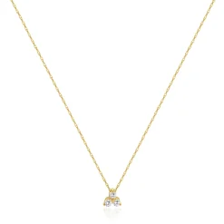 14 Karat Yellow Gold Three Diamond Triangle Necklace