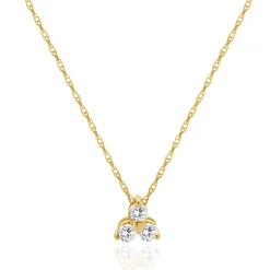 14 Karat Yellow Gold Three Diamond Triangle Necklace