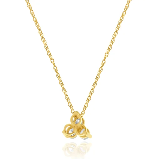 14 Karat Yellow Gold Three Diamond Triangle Necklace